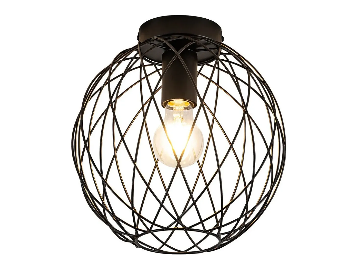 Lámpara de techo NETTLIFE, estilo industrial vintage negro, para pasillo, E27, 1 bombilla, estilo retro, con jaula metálica.
