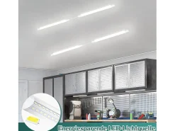 Lámpara de techo NETTLIFE 2er LED a prueba de humedad 90CM - 24W 3000LM lámpara de techo lámpara de cocina lámpara de bañera IP65 5000K