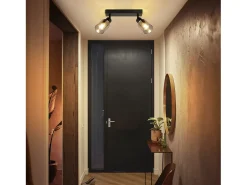 Lámpara de techo NETTLIFE con 2 llamas, color negro, industrial, E14, para salón