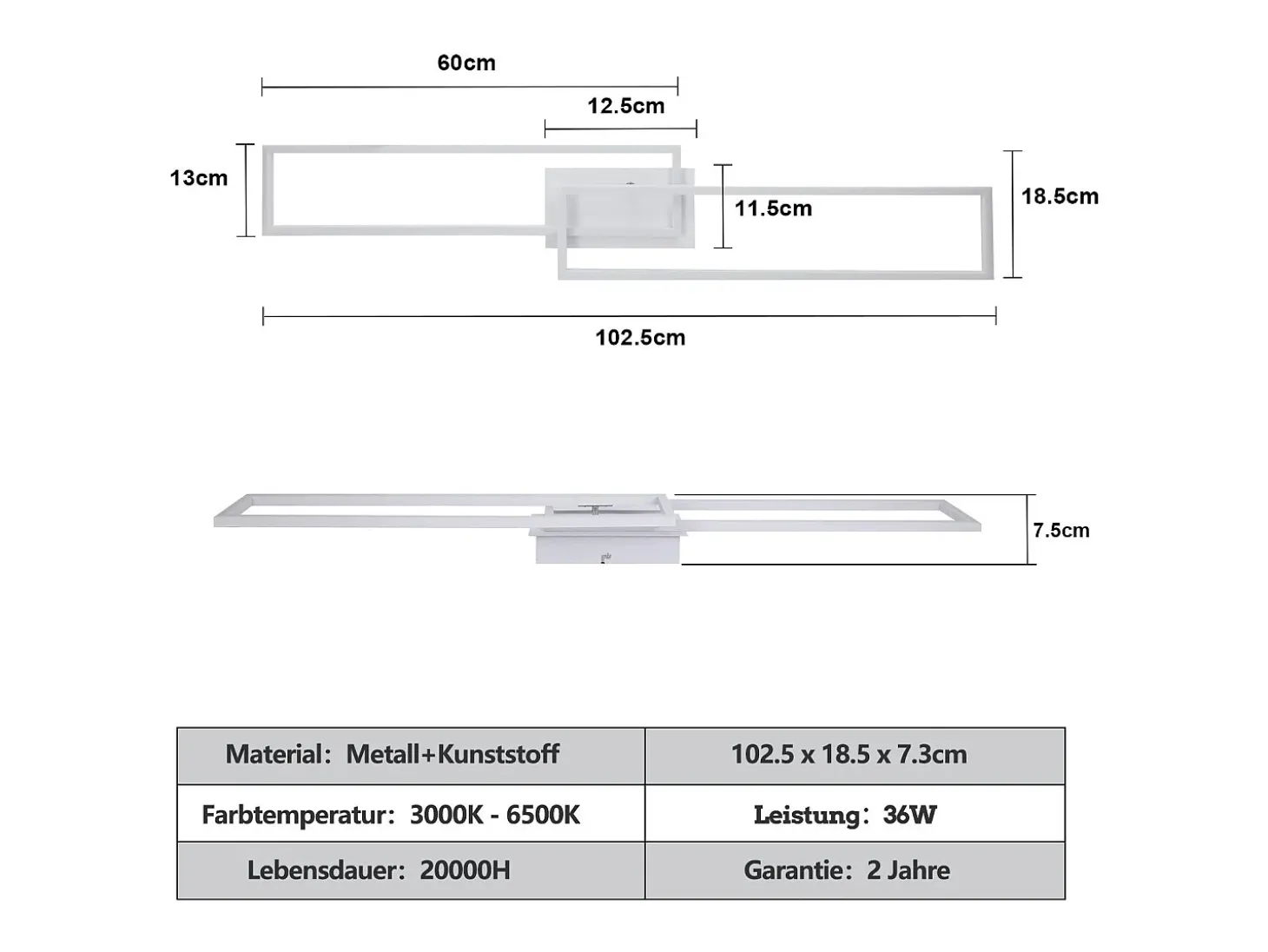 Lámpara de techo NETTLIFE para salón, LED, lámpara de techo para cocina, con mando a distancia, diseño moderno, 3000K-6500K, 36W