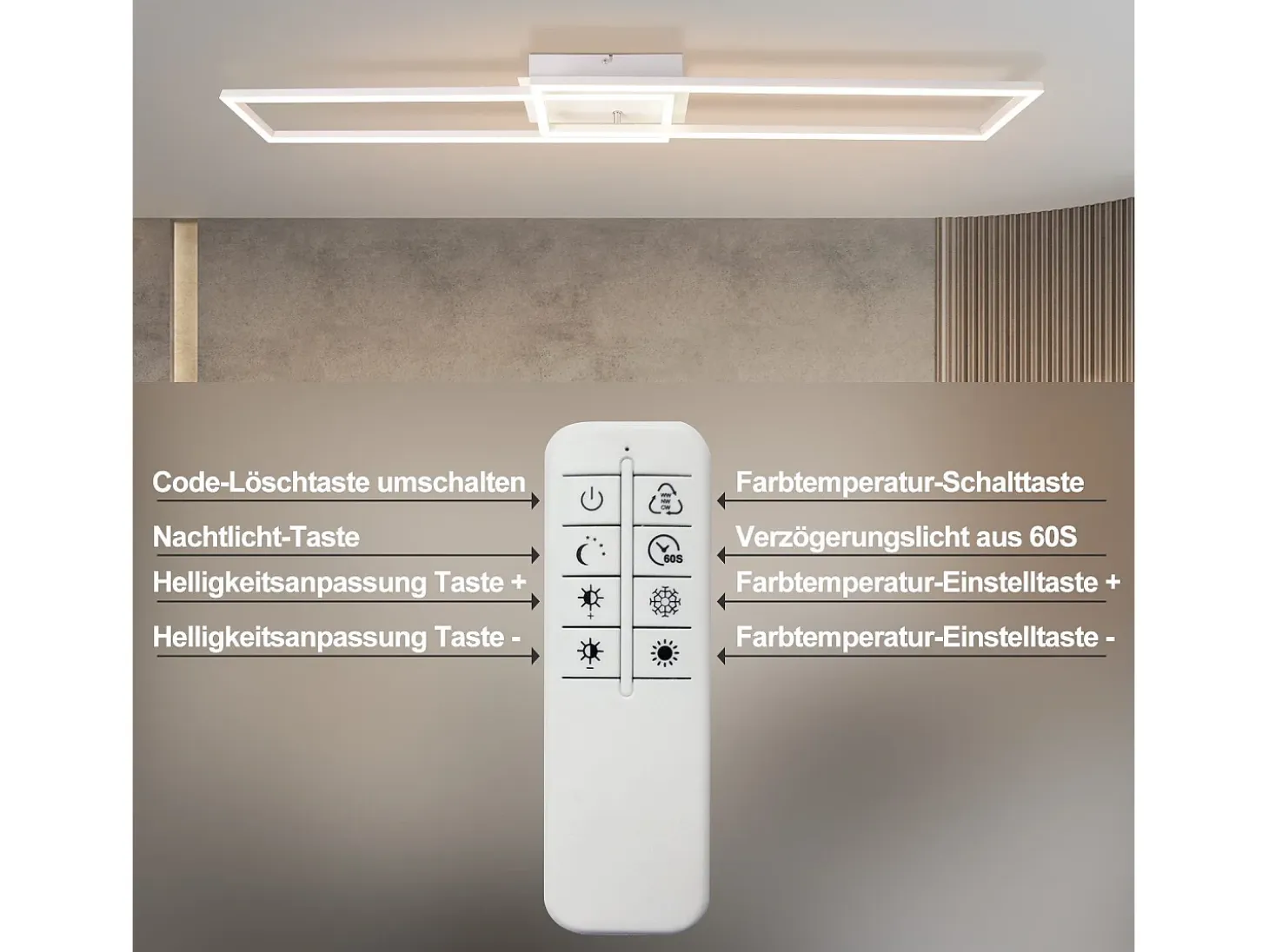 Lámpara de techo NETTLIFE para salón, LED, lámpara de techo para cocina, con mando a distancia, diseño moderno, 3000K-6500K, 36W