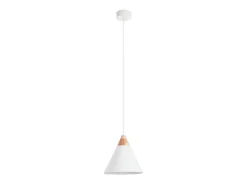 Lámpara de techo ODA estilo moderno - Alt. 150 cm x D. 20 cm - E27 60W - acero y madera de fresno- blanco - IP 20
