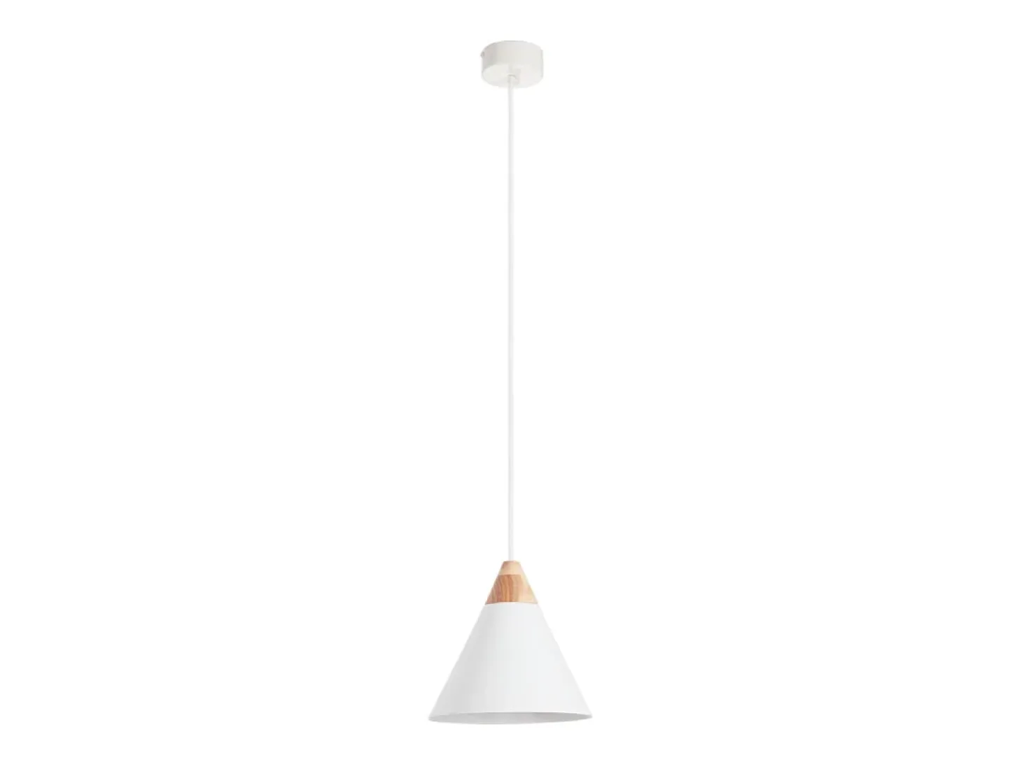 Lámpara de techo ODA estilo moderno - Alt. 150 cm x D. 20 cm - E27 60W - acero y madera de fresno- blanco - IP 20
