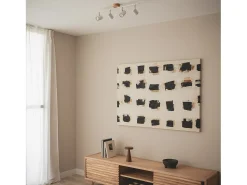 Lámpara de Techo Orientable Madera 4 Focos Olmo Blanco