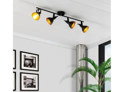 Lámpara de Techo Orientable Aluminio 4 Focos Negro Emer Negro