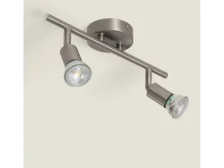 Lámpara de Techo Orientable Aluminio Oasis 2 Focos Plata Plateado
