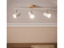 Lámpara de Techo Orientable Madera 3 Focos Olmo Blanco