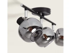 Lámpara de Techo Orientable Metal y Cristal 3 Focos Romsy Gris