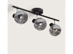 Lámpara de Techo Orientable Metal y Cristal 3 Focos Romsy Gris