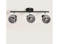 Lámpara de Techo Orientable Metal y Cristal 3 Focos Romsy Gris