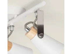 Lámpara de Techo Orientable Metal y Madera 3 Focos Mara Blanco