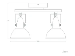 Lámpara de Techo Orientable Aluminio 2 Focos Negro Emer Negro
