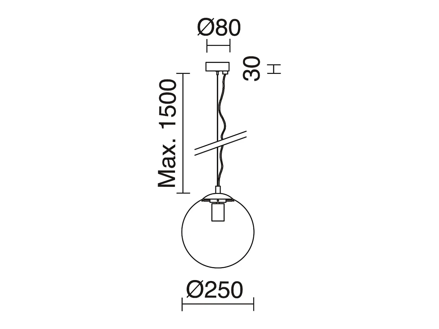 Lámpara de techo OXY estilo clásico y atemporal - D.ø25 cm x Alt. 150 cm - E27 40W - esfera transparente ø25 cm - acero y oro