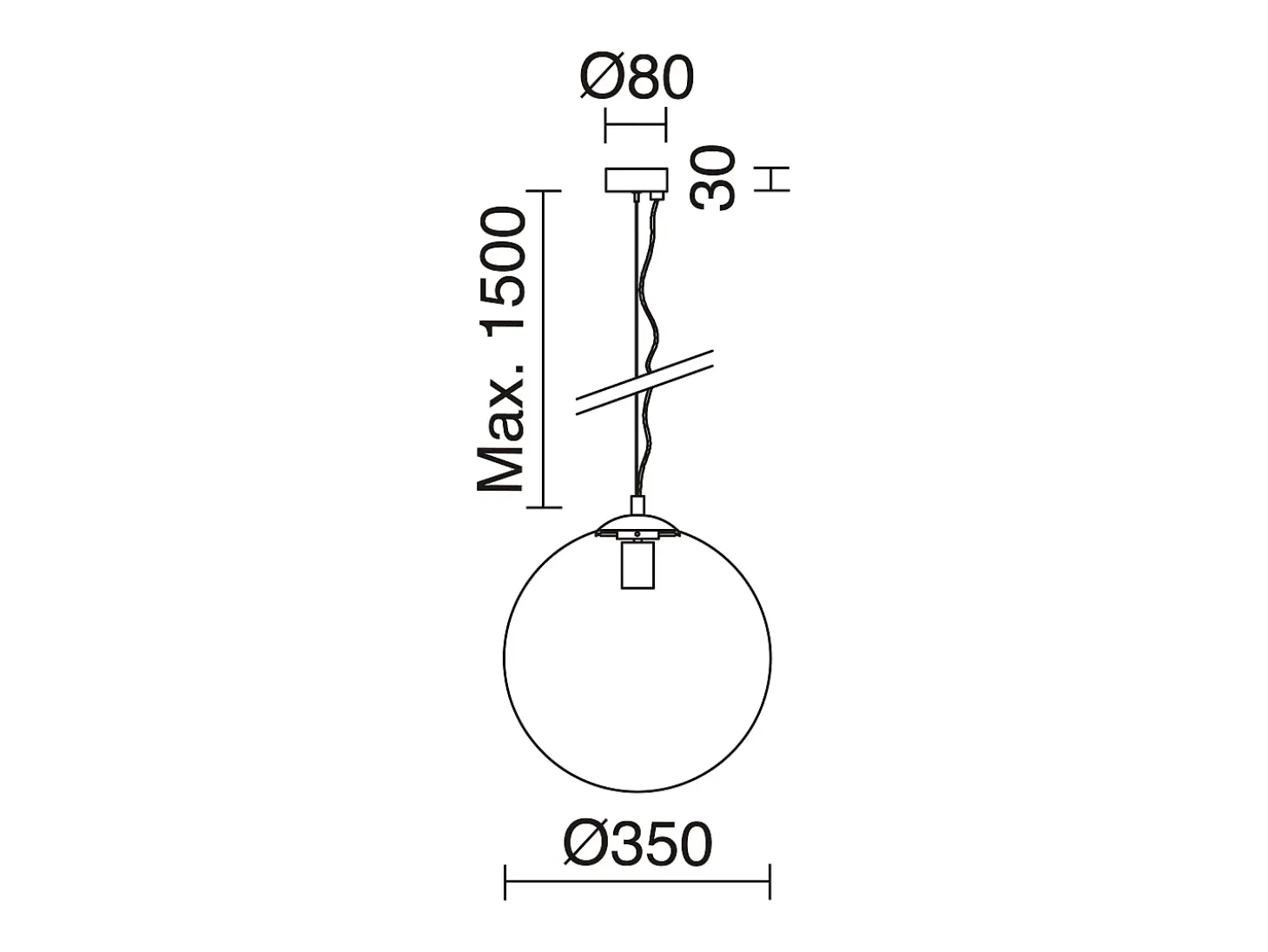 Lámpara de techo OXY estilo clásico y atemporal - D.ø35 cm x Alt. 150 cm - E27 40W - esfera transparente ø35 cm - acero y oro