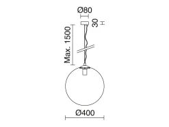 Lámpara de techo OXY estilo clásico y atemporal - D.ø40 cm x Alt. 150 cm - E27 40W - esfera transparente ø40 cm - acero y oro