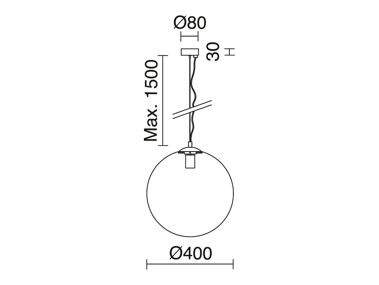 Lámpara de techo OXY estilo clásico y atemporal - D.ø40 cm x Alt. 150 cm - E27 40W - esfera transparente ø40 cm - acero y oro