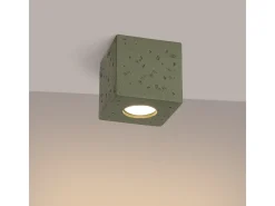Lámpara de techo Quad industrial de concreto - 1 fuentes luminosas - L.10 x A.10 cm - verde oliva