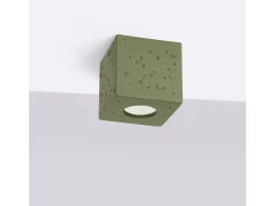 Lámpara de techo Quad industrial de concreto - 1 fuentes luminosas - L.10 x A.10 cm - verde oliva