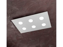 Lámpara de techo rectangular Toplight Area de 6 luces con casquillo GX53, estructura gris, diseño moderno 60x40x3cm