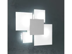 Lámpara de techo rectangular Toplight Upgrade de 4 luces con casquillo GX53, estructura gris y blanca, diseño moderno 46x42x15cm