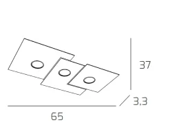 Lámpara de techo rectangular Toplight Plate de 3 luces con casquillo GX53, estructura gris, diseño moderno 65x37x3cm