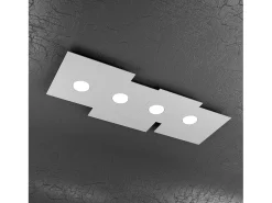 Lámpara de techo rectangular Toplight Plate de 4 luces con casquillo GX53, estructura gris, diseño moderno 86x37x3cm