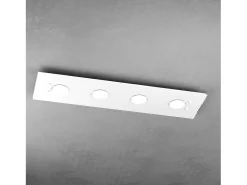 Lámpara de techo rectangular Toplight Path de 4 luces con casquillo GX53, estructura blanca, diseño moderno 80x20x3cm