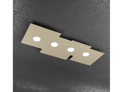 Lámpara de techo rectangular Toplight Plate de 4 luces con casquillo GX53, estructura color arena, diseño moderno 86x37x3cm