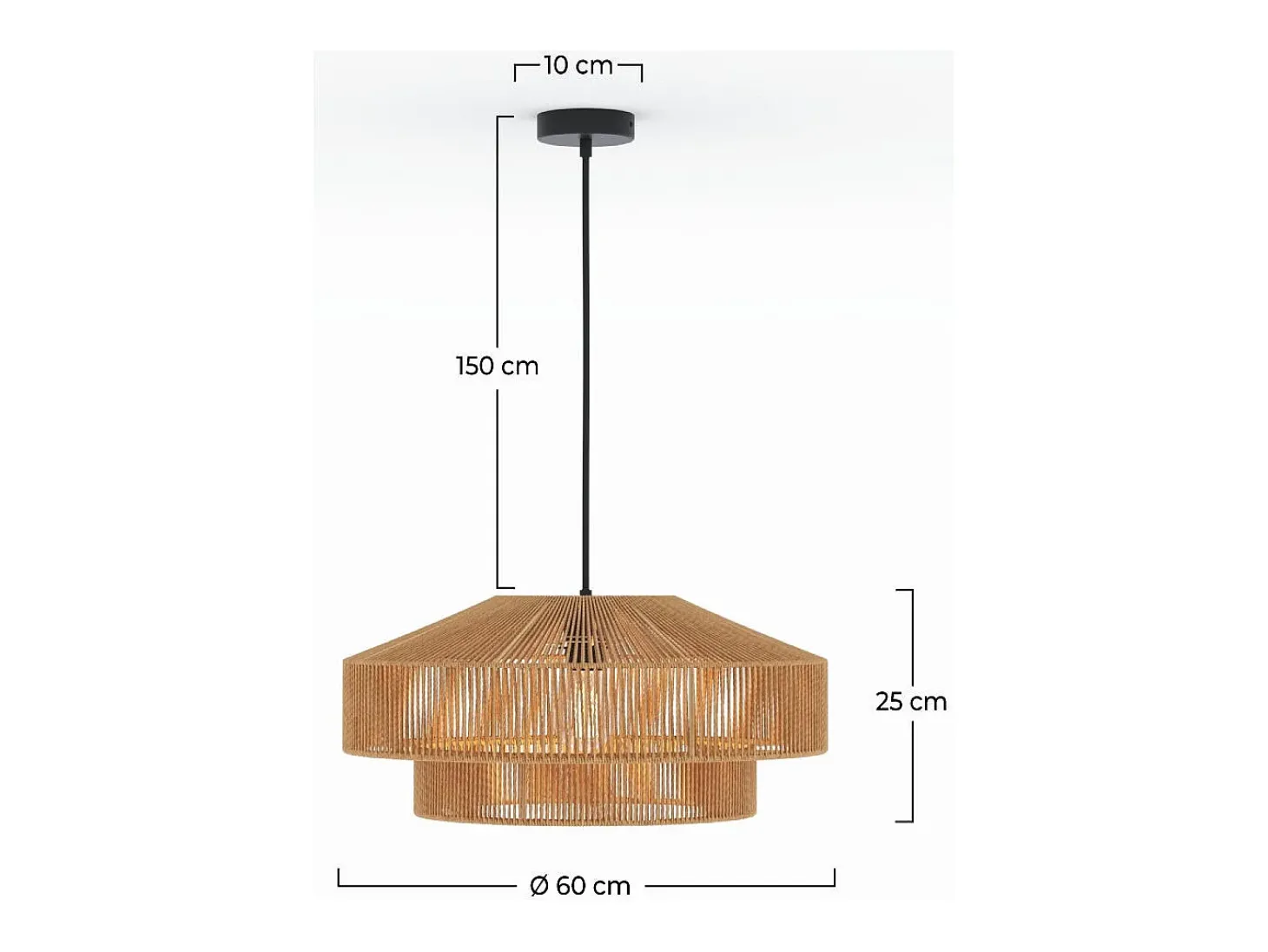 Lámpara de techo redonda de papel de cuerda 60 cm - Clairia