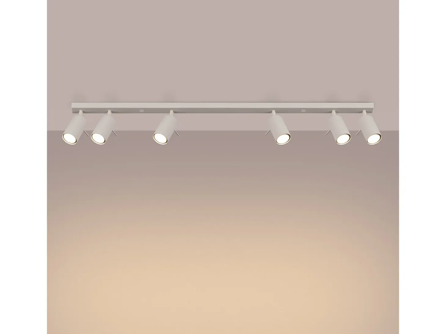 Lámpara De Techo Ring Moderno De Acero - 6 Fuentes Luminosas - L.117 X A.17 Cm - Beige