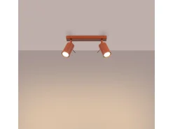 Lámpara De Techo Ring Moderno De Acero - 2 Fuentes Luminosas - L.30 X A.17 Cm - Ocre Rojo
