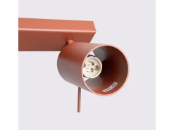 Lámpara De Techo Ring Moderno De Acero - 6 Fuentes Luminosas - L.117 X A.17 Cm - Ocre Rojo