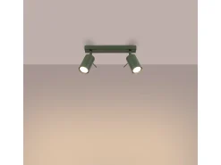 Lámpara De Techo Ring Moderno De Acero - 2 Fuentes Luminosas - L.30 X A.17 Cm - Verde Oliva