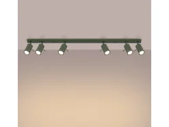 Lámpara De Techo Ring Moderno De Acero - 6 Fuentes Luminosas - L.117 X A.17 Cm - Verde Oliva