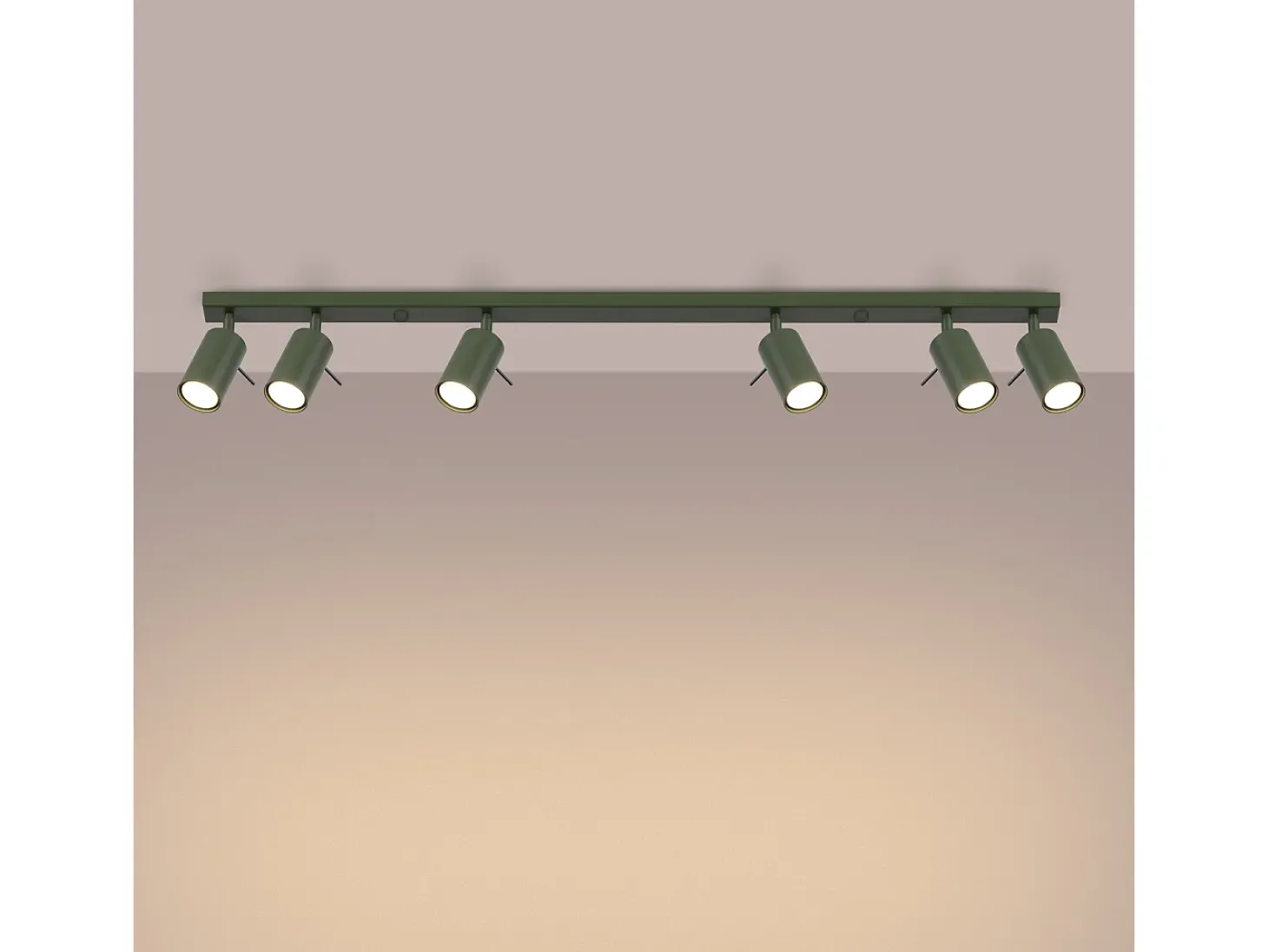 Lámpara De Techo Ring Moderno De Acero - 6 Fuentes Luminosas - L.117 X A.17 Cm - Verde Oliva