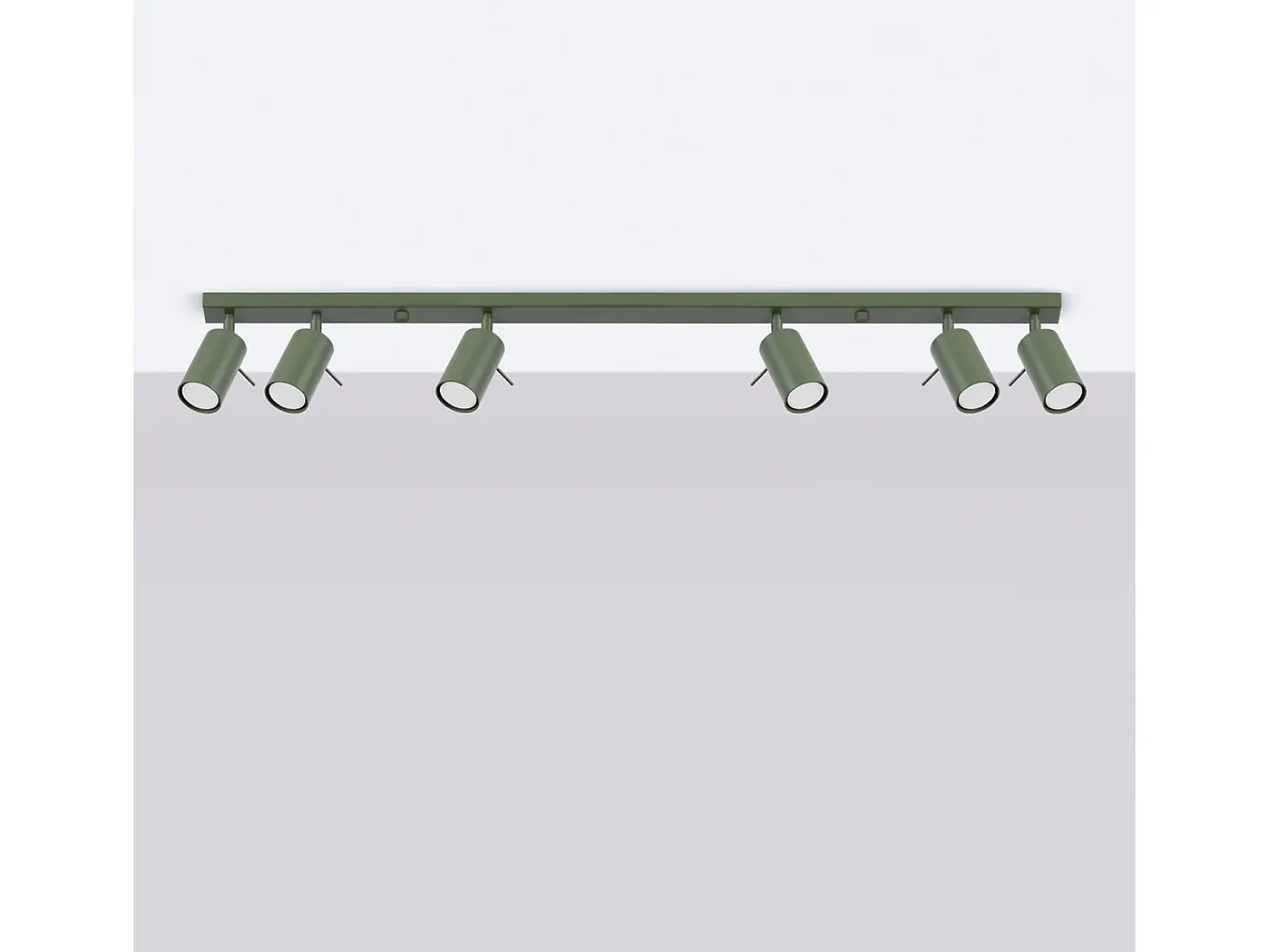 Lámpara De Techo Ring Moderno De Acero - 6 Fuentes Luminosas - L.117 X A.17 Cm - Verde Oliva