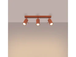 Lámpara De Techo Ring Moderno De Acero - 3 Fuentes Luminosas - L.45 X A.17 Cm - Ocre Rojo