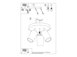 Lámpara De Techo Ring Moderno De Acero - 3 Fuentes Luminosas - L.19,5 X A.18,5 Cm - Ocre Rojo