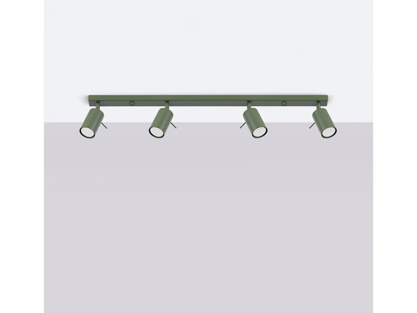 Lámpara De Techo Ring Moderno De Acero - 4 Fuentes Luminosas - L.81 X A.17 Cm - Verde Oliva