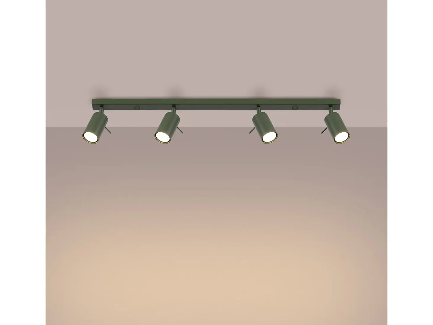 Lámpara De Techo Ring Moderno De Acero - 4 Fuentes Luminosas - L.81 X A.17 Cm - Verde Oliva