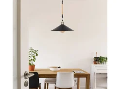 Lámpara de techo Soga Lumit 40W altura regulable negro/natural Ø36 cm