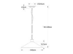 Lámpara de techo Soga Lumit 40W altura regulable negro/natural Ø43 cm