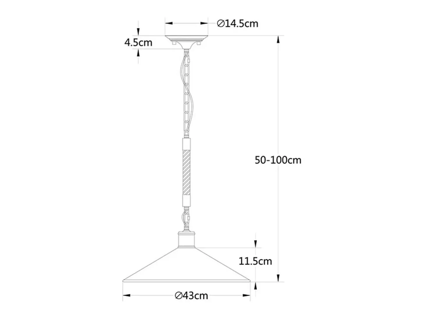 Lámpara de techo Soga Lumit 40W altura regulable negro/natural Ø43 cm