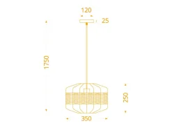 Lámpara de techo Solange Lumit 60W mimbre natural/marrón Ø35x 175 cm