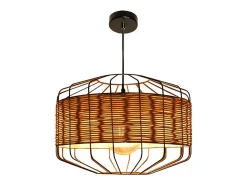 Lámpara de techo Solange Lumit 60W mimbre natural/marrón Ø35x 175 cm