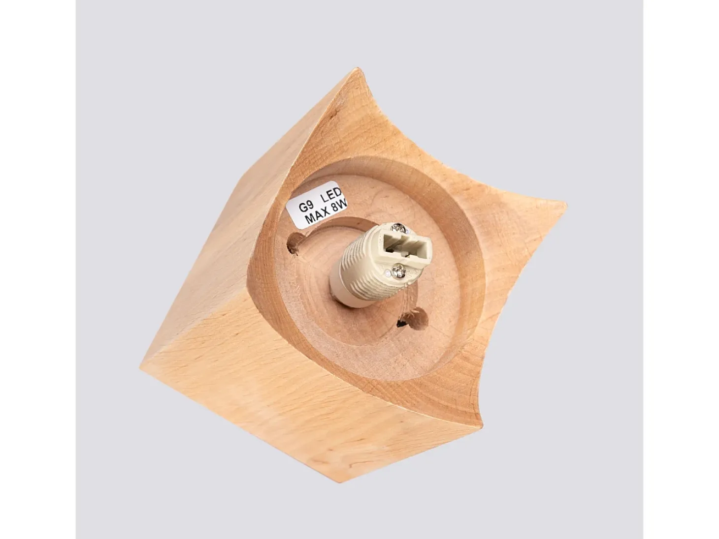 Lámpara De Techo Solis Minimalista De Madera/Vidrio - 1 Fuentes Luminosas - L.12 X A.19 Cm - Madera Natural/Blanco