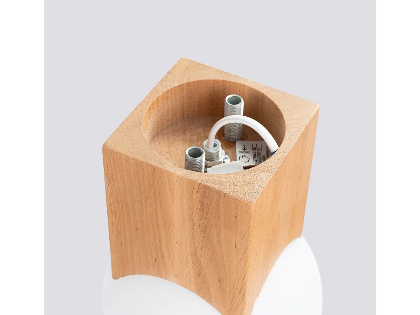 Lámpara De Techo Solis Minimalista De Madera/Vidrio - 1 Fuentes Luminosas - L.12 X A.19 Cm - Madera Natural/Blanco
