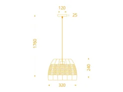 Lámpara de techo Sotero Lumit 60W colgante mimbre marrón/natural Ø32x176 cm