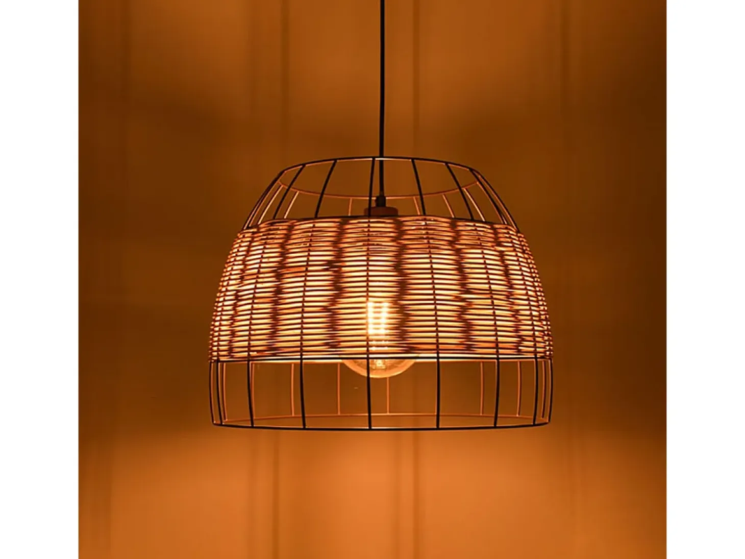 Lámpara de techo Sotero Lumit 60W colgante mimbre marrón/natural Ø32x176 cm