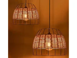 Lámpara de techo Sotero 60W colgante mimbre marrón/natural Ø42x181,5 cm